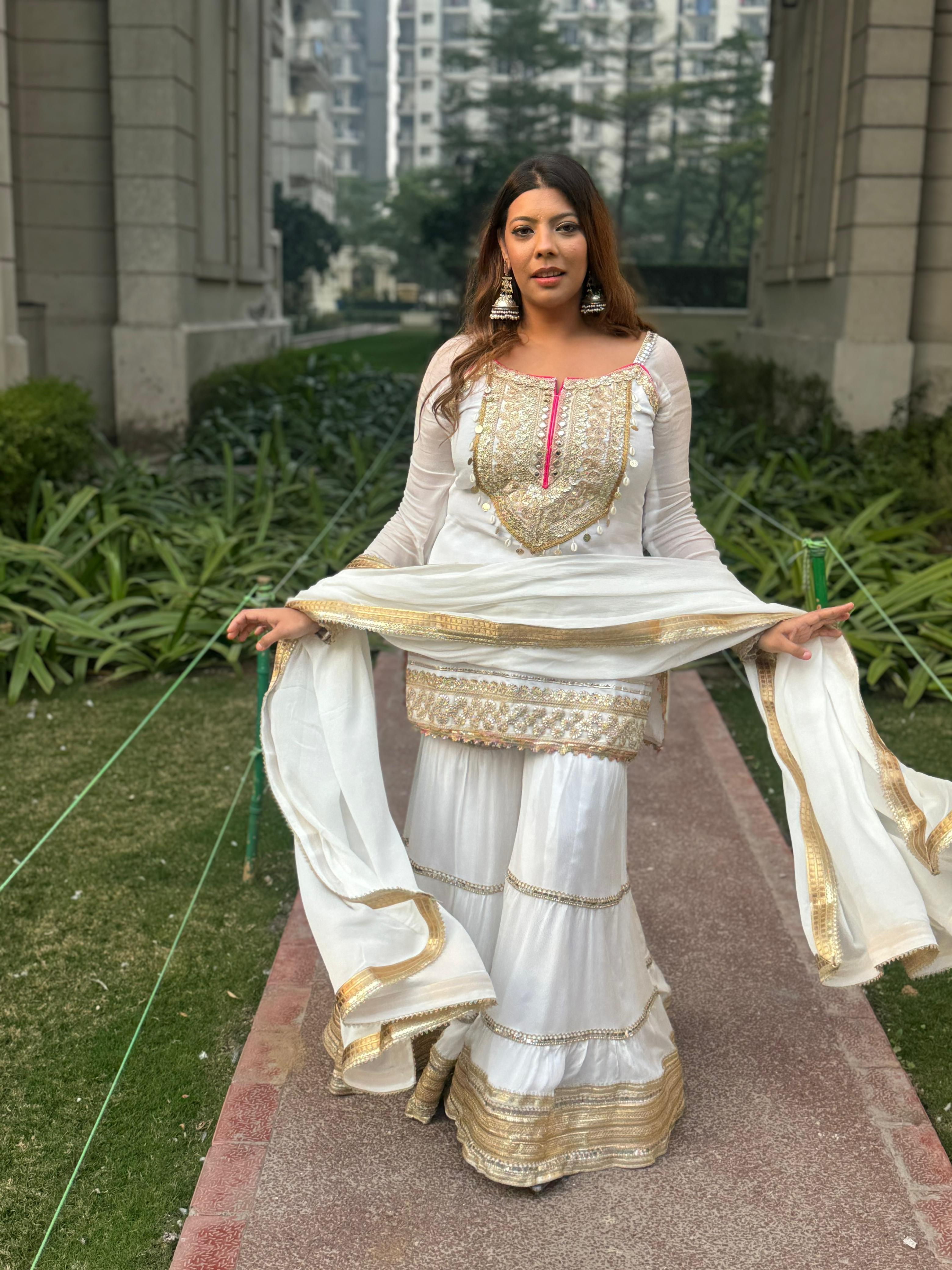 White Sharara Dress (3-piece)